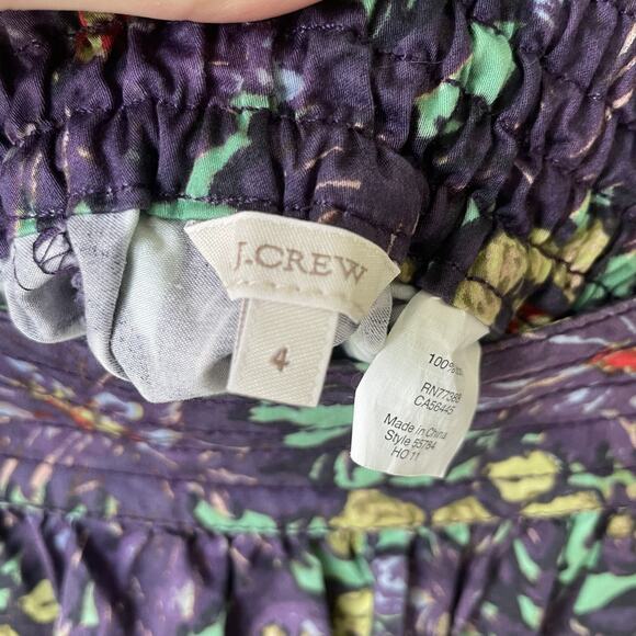 J Crew Womens Skirt Size 4 Purple Floral A-Line‎ Cotton Above Knee Career - Picture 2 of 7